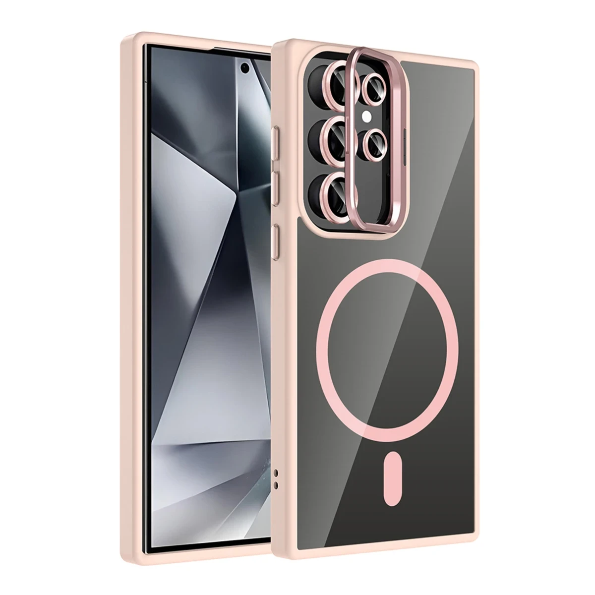 Joko Samsung Galaxy S25 Ultra Remim Lensli Magsafe Standlı Kapak - Pembe