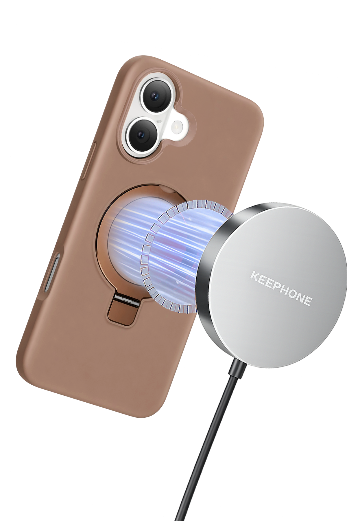 Keephone Apple iPhone 16 Magi Pro Standlı Magsafe Kapak - Çöl Titanyum