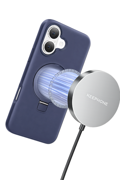 Keephone Apple iPhone 16 Magi Pro Standlı Magsafe Kapak - Mavi