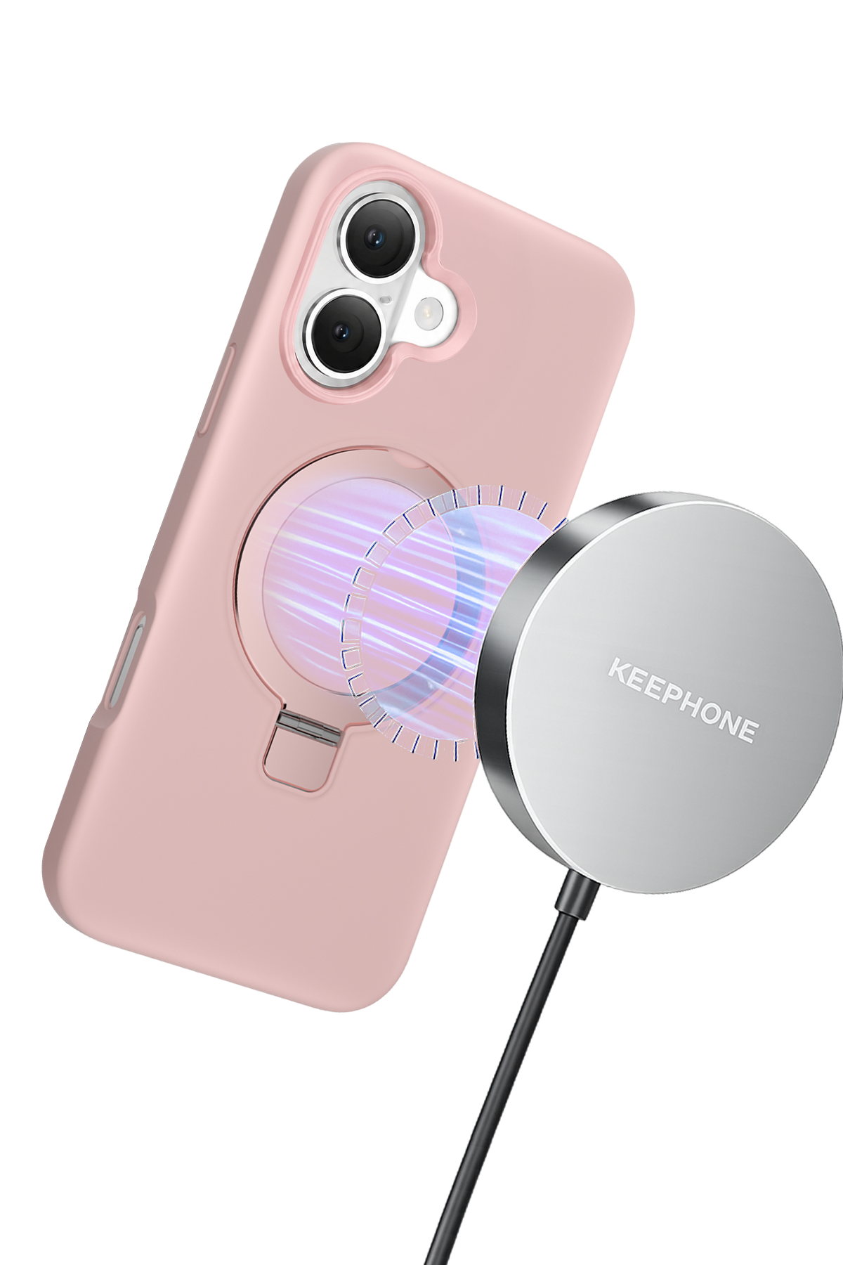 Keephone Apple iPhone 16 Magi Pro Standlı Magsafe Kapak - Pembe