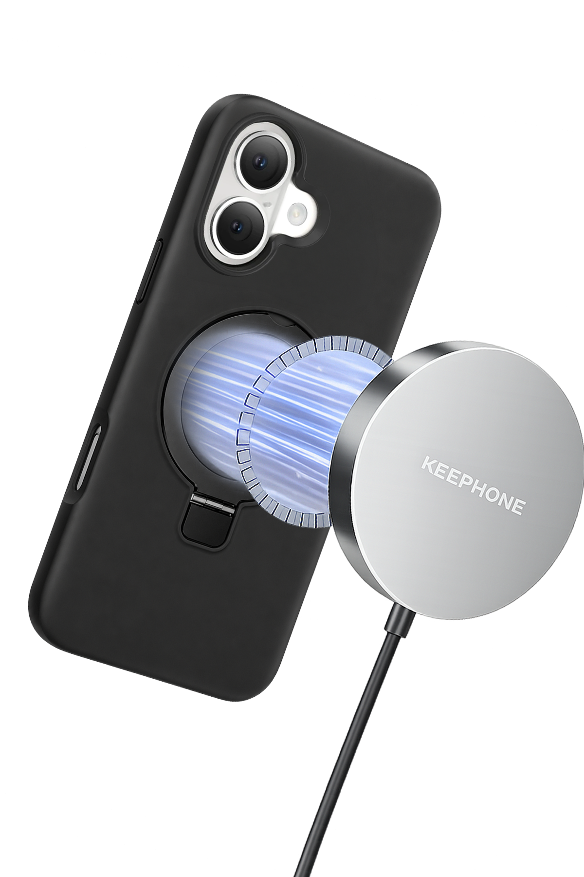 Keephone Apple iPhone 16 Magi Pro Standlı Magsafe Kapak - Siyah