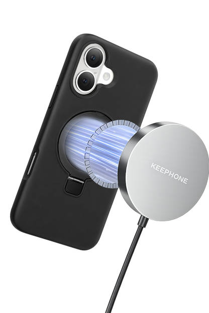 Keephone Apple iPhone 16 Magi Pro Standlı Magsafe Kapak - Siyah