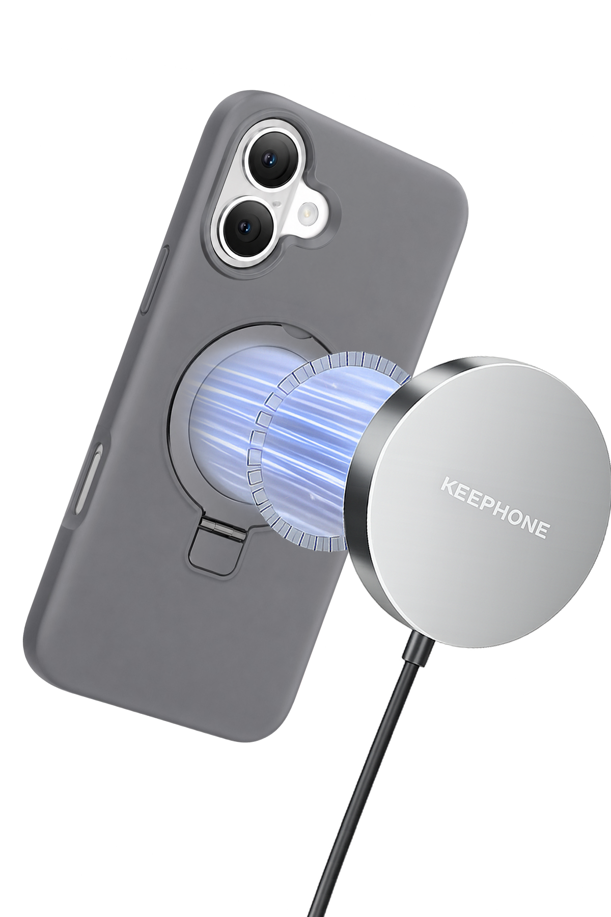 Keephone Apple iPhone 16 Magi Pro Standlı Magsafe Kapak - Titan Gri