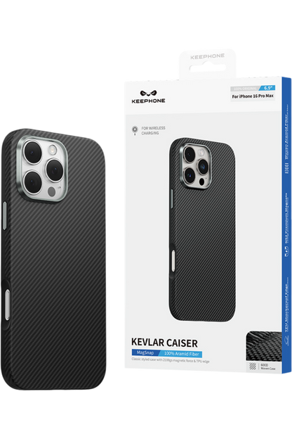 Keephone Apple iPhone 16 Pro Max Kevlar Caiser Magsafe Kapak - Siyah