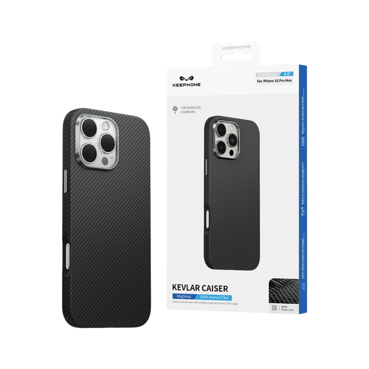 Keephone Apple iPhone 16 Pro Max Kevlar Caiser Magsafe Kapak