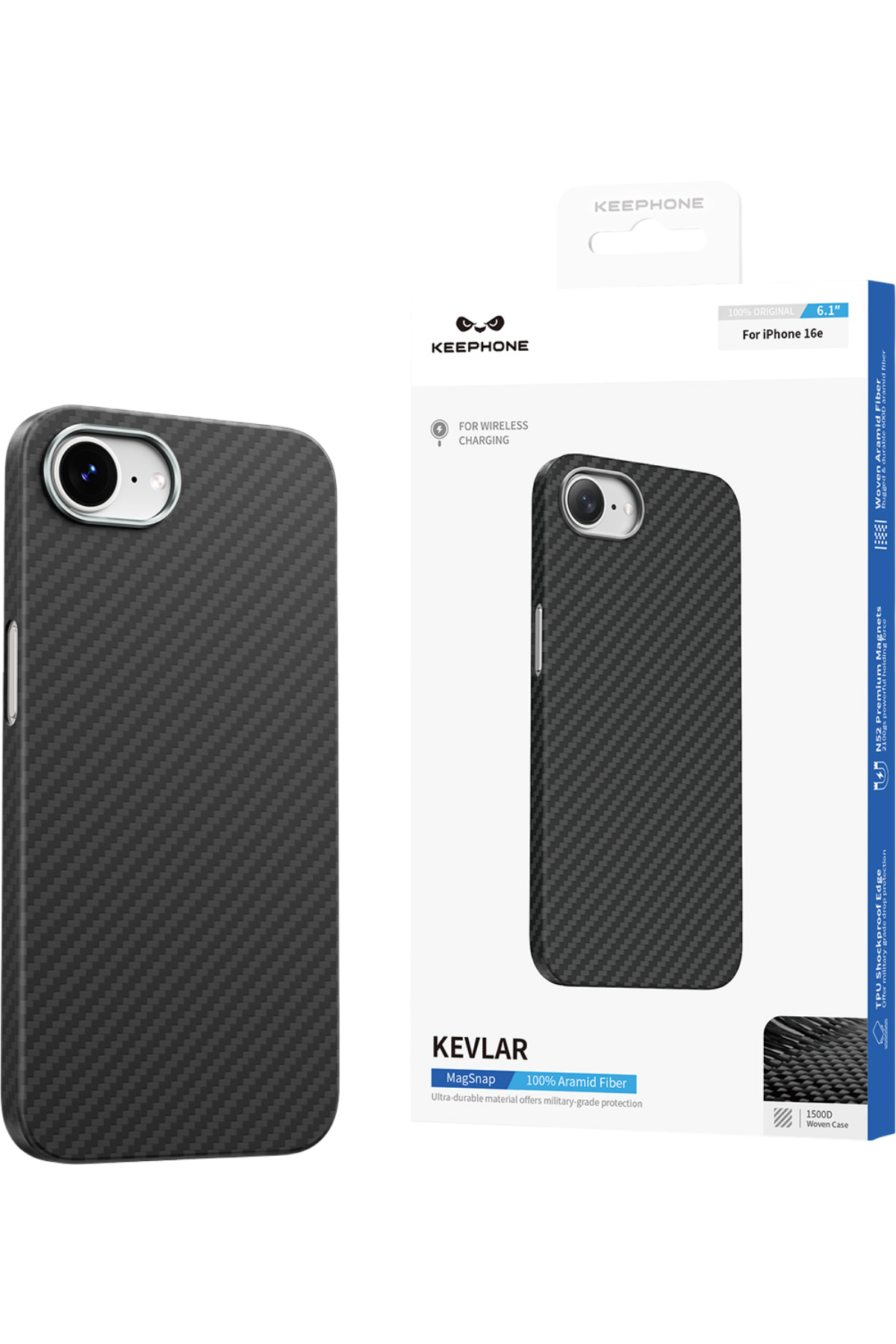 Keephone Apple iPhone 17E Kevlar Diago Magsafe Kılıf - Siyah