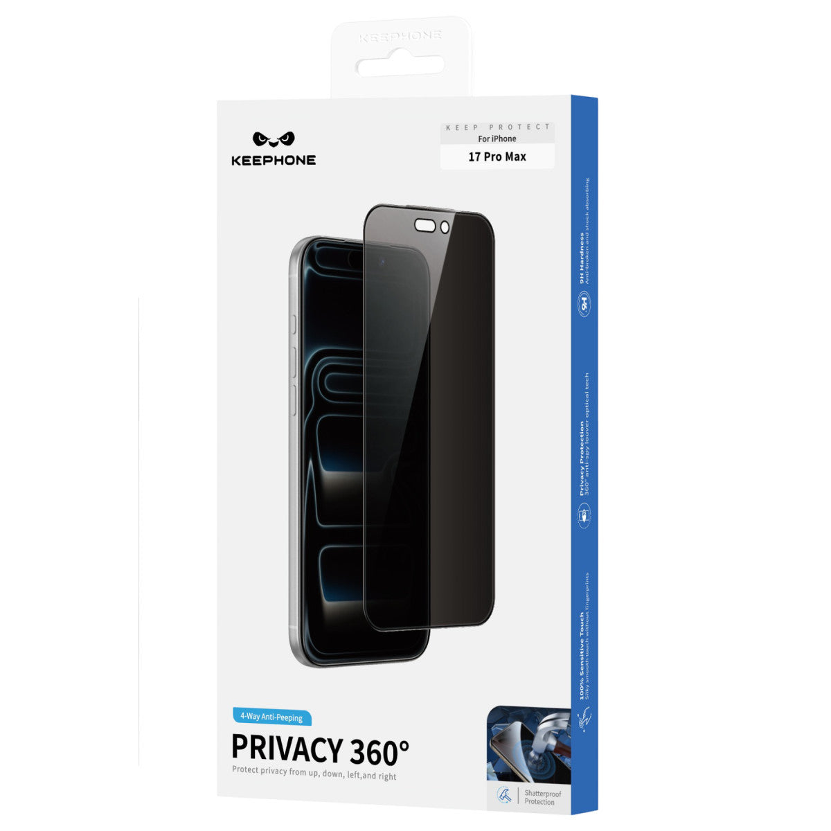 Keephone Apple iPhone 17 Pro 360 4 Way Privacy Cam Ekran Koruyucu