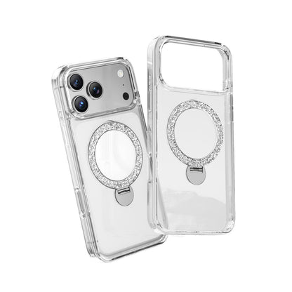 Keephone Apple iPhone 17 Pro Crystal Taşlı 360 Magsafe Standlı Kapak