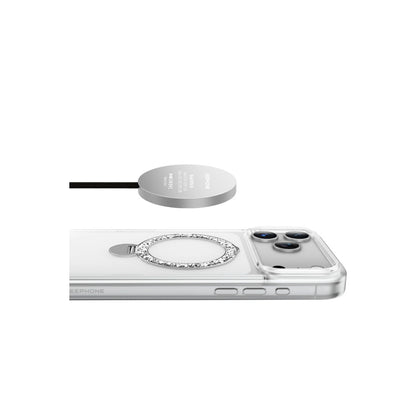 Keephone Apple iPhone 17 Pro Crystal Taşlı 360 Magsafe Standlı Kapak