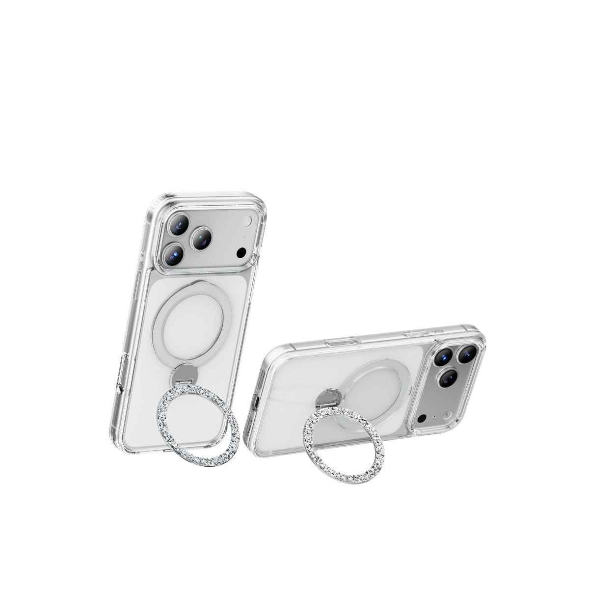 Keephone Apple iPhone 17 Pro Crystal Taşlı 360 Magsafe Standlı Kapak