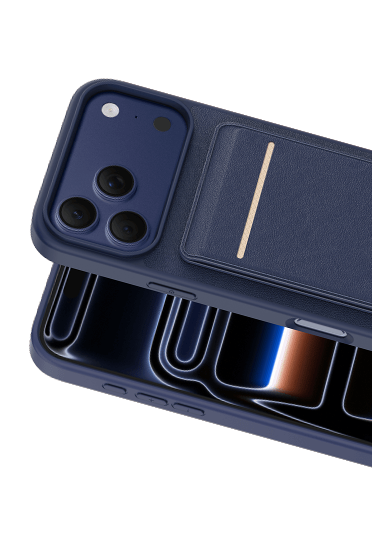 Keephone Apple iPhone 17 Pro Max Suedea Kartvizitli Standlı Kapak - Lacivert