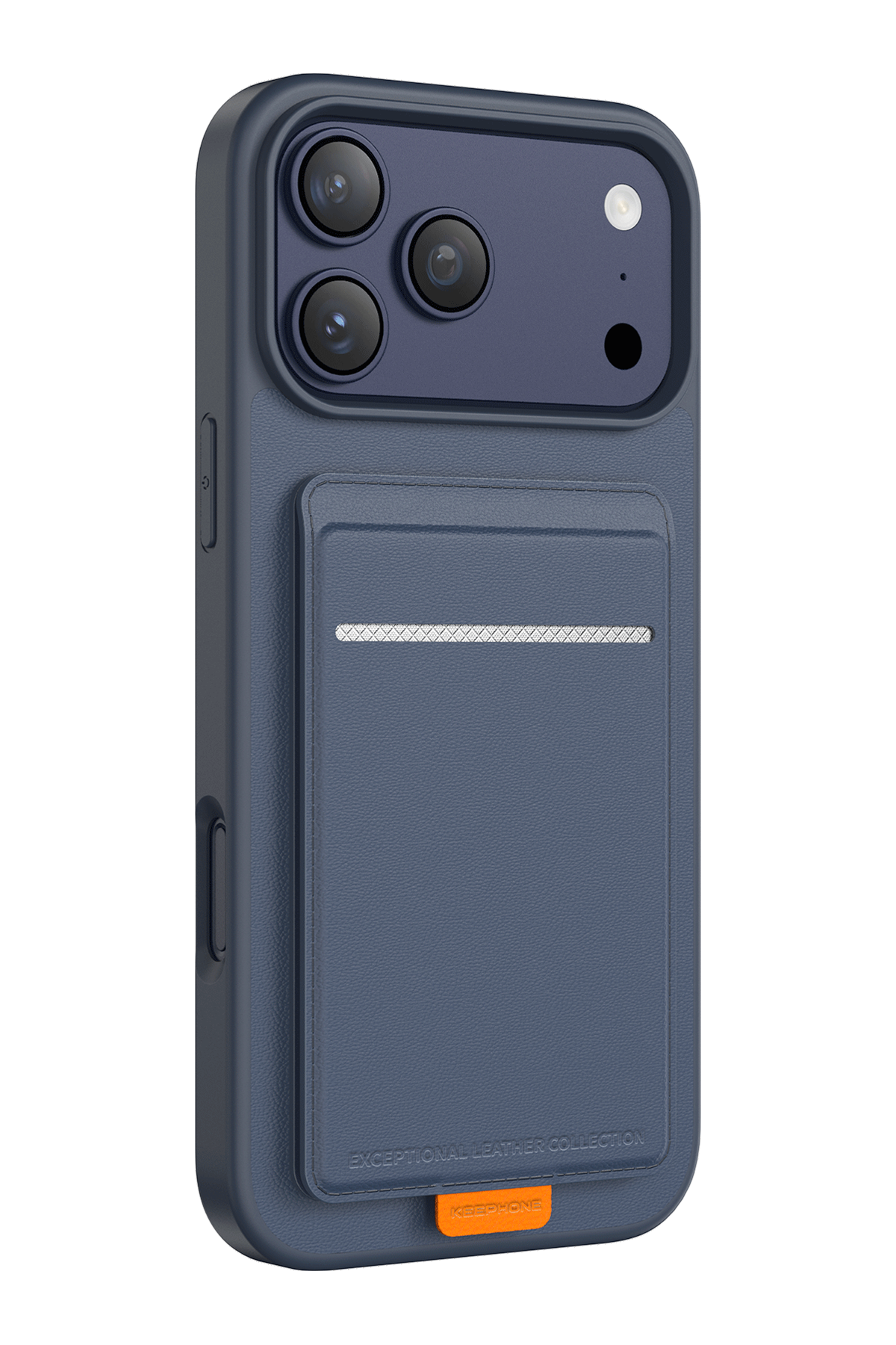 Keephone Apple iPhone 17 Pro Max Suedea Kartvizitli Standlı Kapak - Lacivert