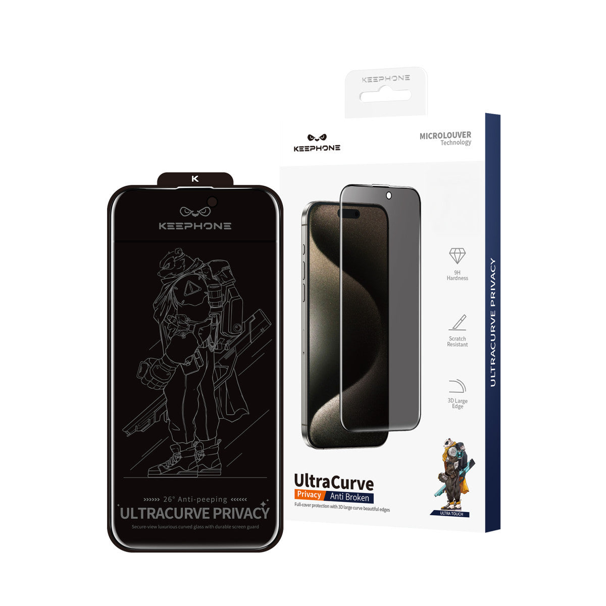 Keephone Apple iPhone 17 Pro UltraCurve Privacy 3D Cam Ekran Koruyucu