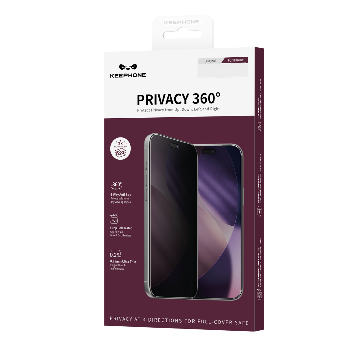 Keephone Apple iPhone 18 Pro 360 4 Way Privacy Cam Ekran Koruyucu