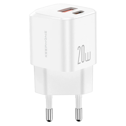 Keephone Rapid CH23061 1 Adet 20W Type-C ve 1 Adet 18W USB Çıkışlı PD Şarj Cihazı - Beyaz