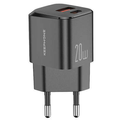 Keephone Rapid CH23061 1 Adet 20W Type-C ve 1 Adet 18W USB Çıkışlı PD Şarj Cihazı - Siyah