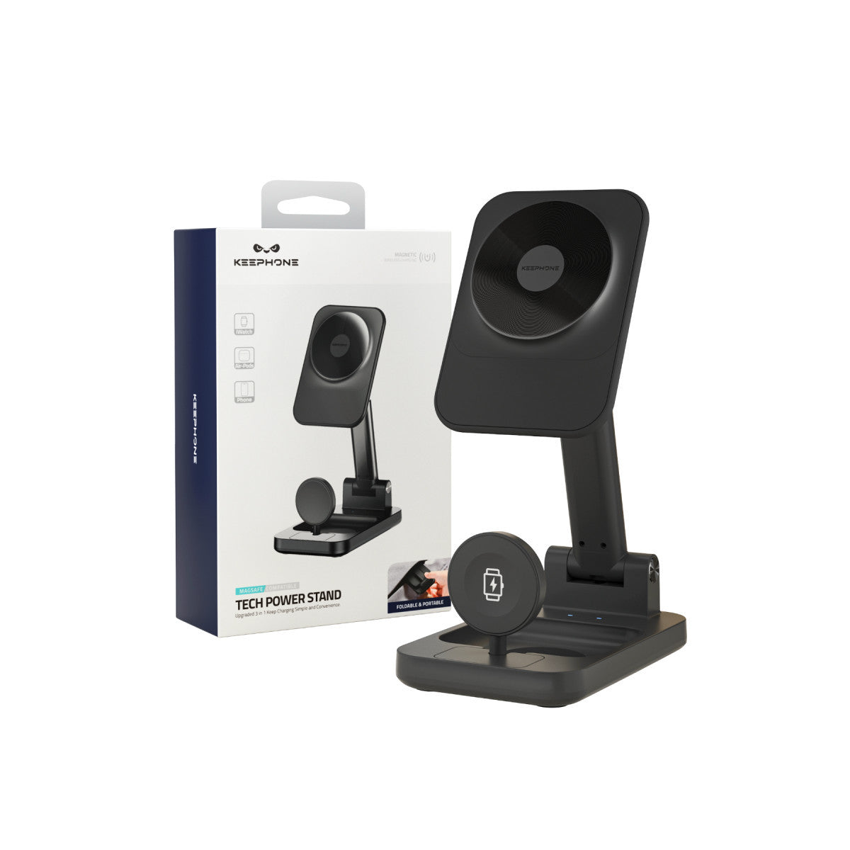 Keephone CR-302 3in1 Masaüstü Kablosuz Şarj Standı