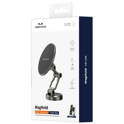 Keephone MagHold CR106 Yapışkanlı 360 Derece Ayarlanabilir Manyetik Magsafe Telefon Tutucu - Koyu Gri