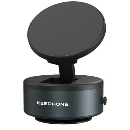 Keephone CR107 Vantuzlu 360 Derece Ayarlanabilir Kablosuz Şarj Destekli Manyetik Magsafe Telefon Tutucu - Koyu Gri