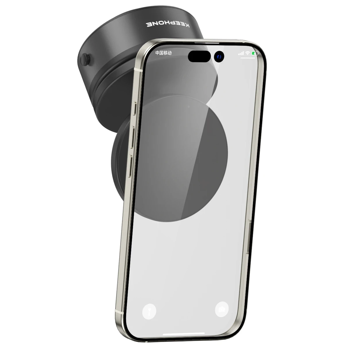 Keephone CR107 Vantuzlu 360 Derece Ayarlanabilir Kablosuz Şarj Destekli Manyetik Magsafe Telefon Tutucu - Koyu Gri