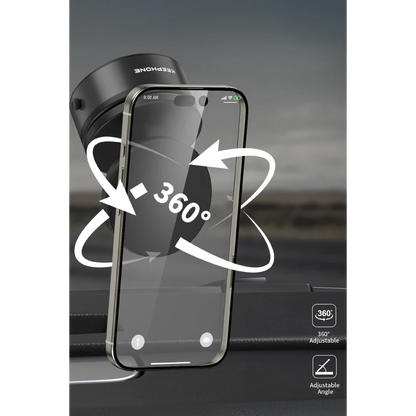 Keephone CR107 Vantuzlu 360 Derece Ayarlanabilir Kablosuz Şarj Destekli Manyetik Magsafe Telefon Tutucu - Siyah