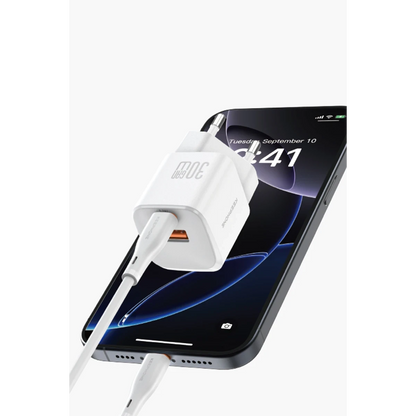 Keephone GaN Wall CH23091 30W 1 Adet Type-C ve 1 Adet USB Çıkışlı GaN Şarj Cihazı - Siyah