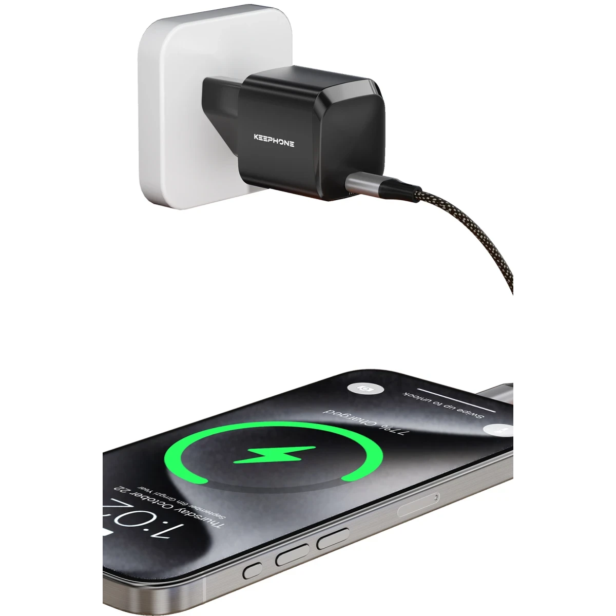 Keephone GaN Wall CH23092 1 Adet 30W Type-C Çıkışlı GaN Şarj Cihazı - Siyah