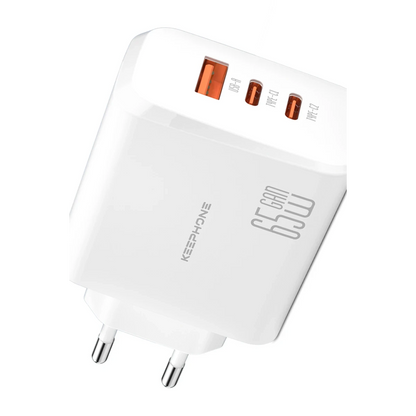 Keephone GaN Wall CH23121 2 Adet 65W Type-C ve 1 Adet 45W USB Çıkışlı GaN Şarj Cihazı - Beyaz