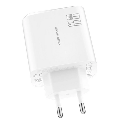 Keephone GaN Wall CH23121 2 Adet 65W Type-C ve 1 Adet 45W USB Çıkışlı GaN Şarj Cihazı - Beyaz