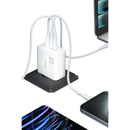 Keephone GaN Wall CH23121 2 Adet 65W Type-C ve 1 Adet 45W USB Çıkışlı GaN Şarj Cihazı - Beyaz