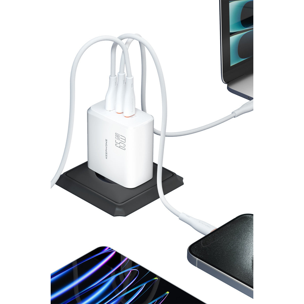 Keephone GaN Wall CH23121 2 Adet 65W Type-C ve 1 Adet 45W USB Çıkışlı GaN Şarj Cihazı