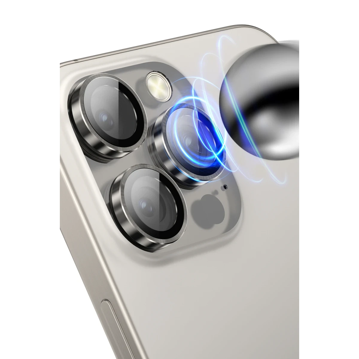Keephone Apple iPhone 14 3D Spiral Alüminyum AR Kamera Lens Koruyucu - Siyah