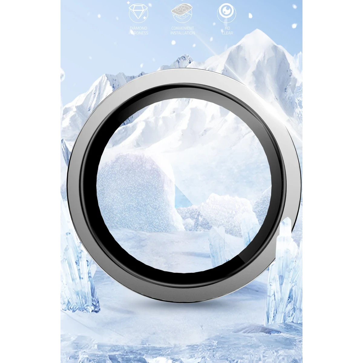 Keephone Apple iPhone 14 Pro Max Capital Alüminyum AR Kamera Lens Koruyucu - Gümüş