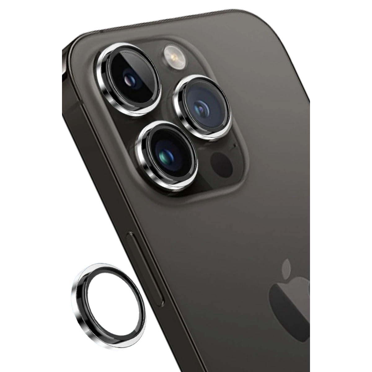Keephone Apple iPhone 14 Pro Max Capital Alüminyum AR Kamera Lens Koruyucu - Gümüş