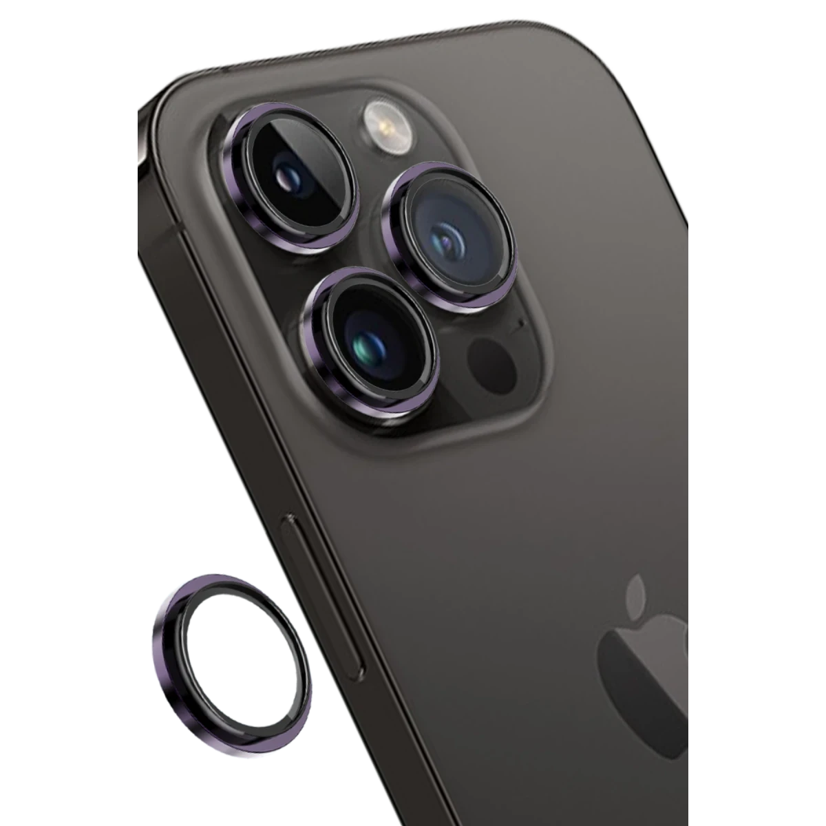 Keephone Apple iPhone 14 Pro Max Capital Alüminyum AR Kamera Lens Koruyucu - Mor