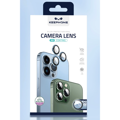 Keephone Apple iPhone 14 Pro Max Capital Alüminyum AR Kamera Lens Koruyucu - Siyah