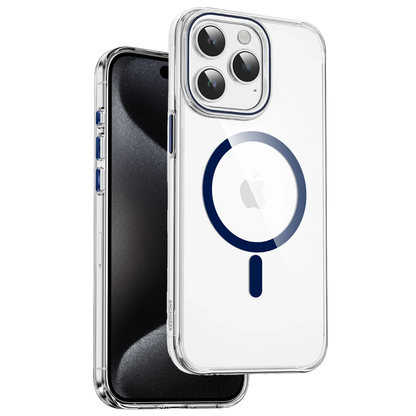Keephone Apple iPhone 15 Pro Max Aurora Şeffaf Magsafe Kılıf - Mavi