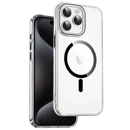 Keephone Apple iPhone 15 Pro Max Aurora Şeffaf Magsafe Kılıf - Siyah