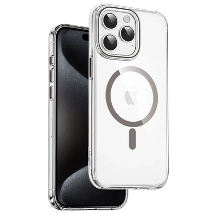Keephone Apple iPhone 15 Pro Max Aurora Şeffaf Magsafe Kılıf - Titanyum Gri