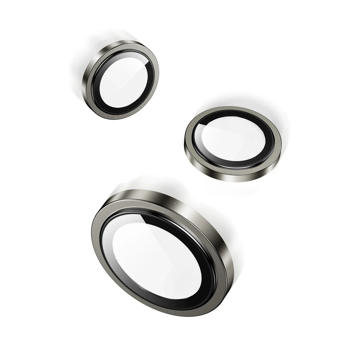 Keephone Apple iPhone 15 Pro Max Capital Alüminyum AR Kamera Lens Koruyucu - Natural Titanyum