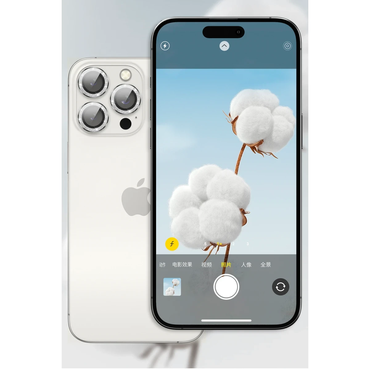 Keephone Apple iPhone 15 Pro Max Maria Simli Kamera Lens Koruyucu - Natural Grey