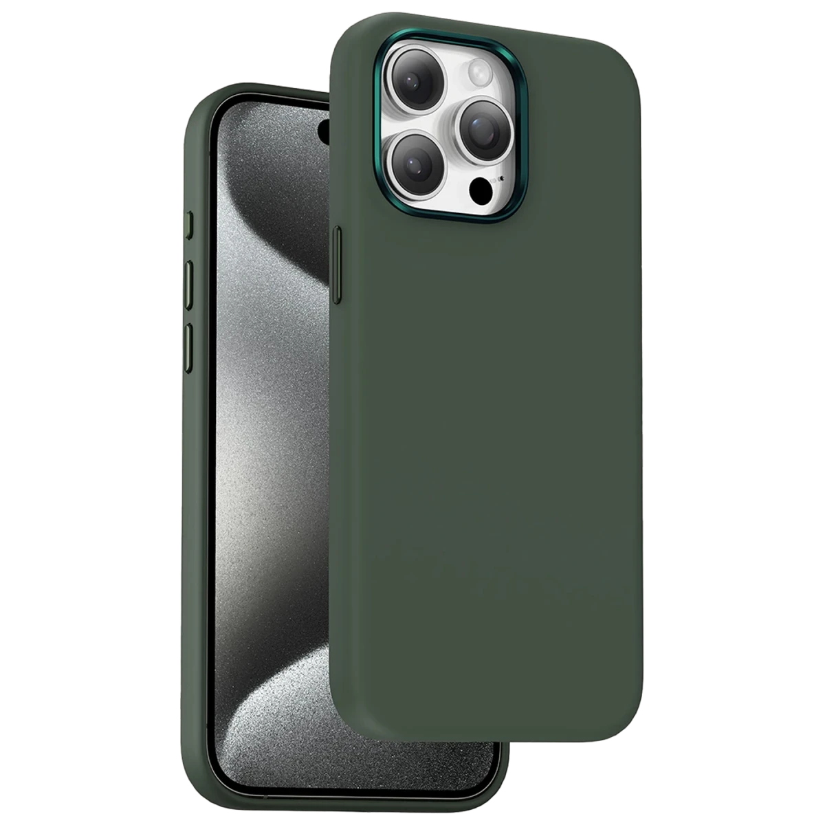Keephone Apple iPhone 15 Pro Max Rosana Silikon Kılıf - Koyu Yeşil