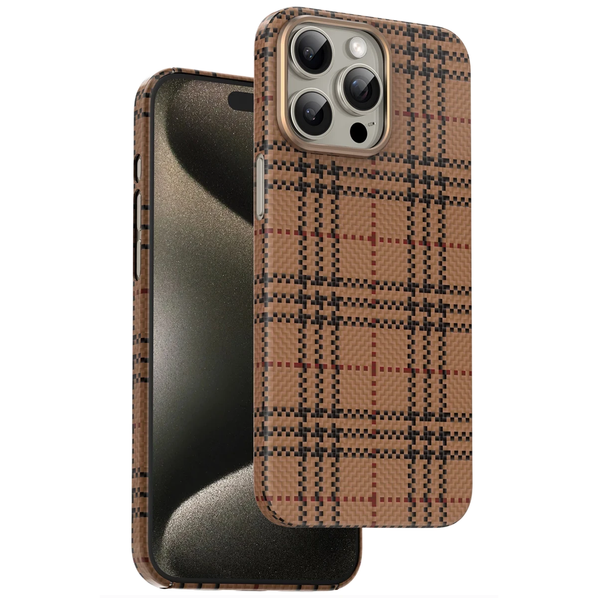 Keephone Apple iPhone 15 Pro Max Scots Kevlar Magsafe Kılıf - Çöl Titanyum