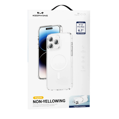 Keephone Apple iPhone 15 Pro Non Yellow Şeffaf Magsafe Kılıf - Şeffaf