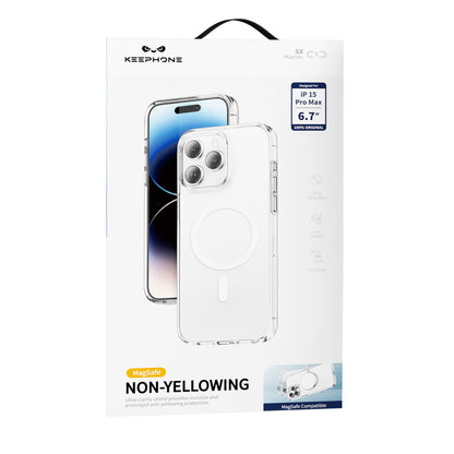 Keephone Apple iPhone 15 Pro Non Yellow Şeffaf Magsafe Kılıf