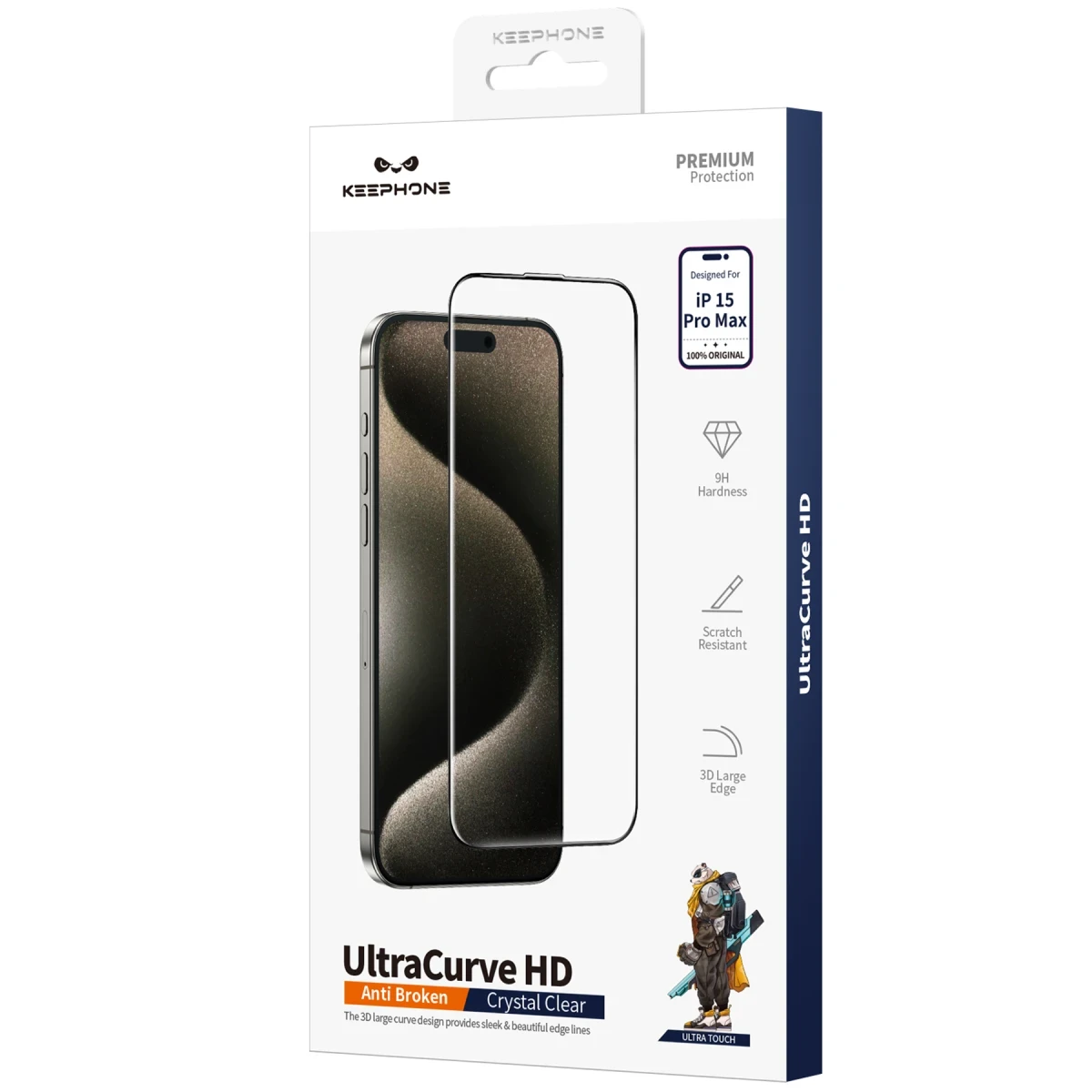 Keephone Apple iPhone 15 Pro UltraCurve HD 3D Cam Ekran Koruyucu - Siyah
