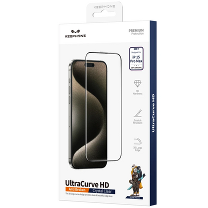 Keephone Apple iPhone 15 Pro UltraCurve HD 3D Cam Ekran Koruyucu - Siyah