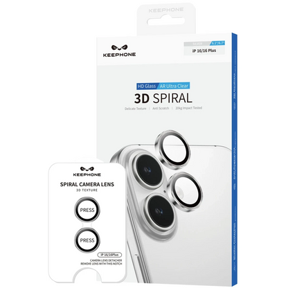 Keephone Apple iPhone 16 3D Spiral Alüminyum AR Kamera Lens Koruyucu - Mavi