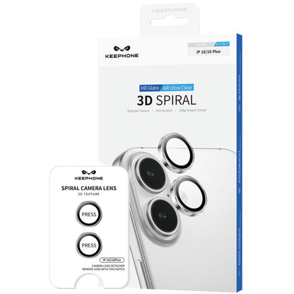 Keephone Apple iPhone 16 3D Spiral Alüminyum AR Kamera Lens Koruyucu