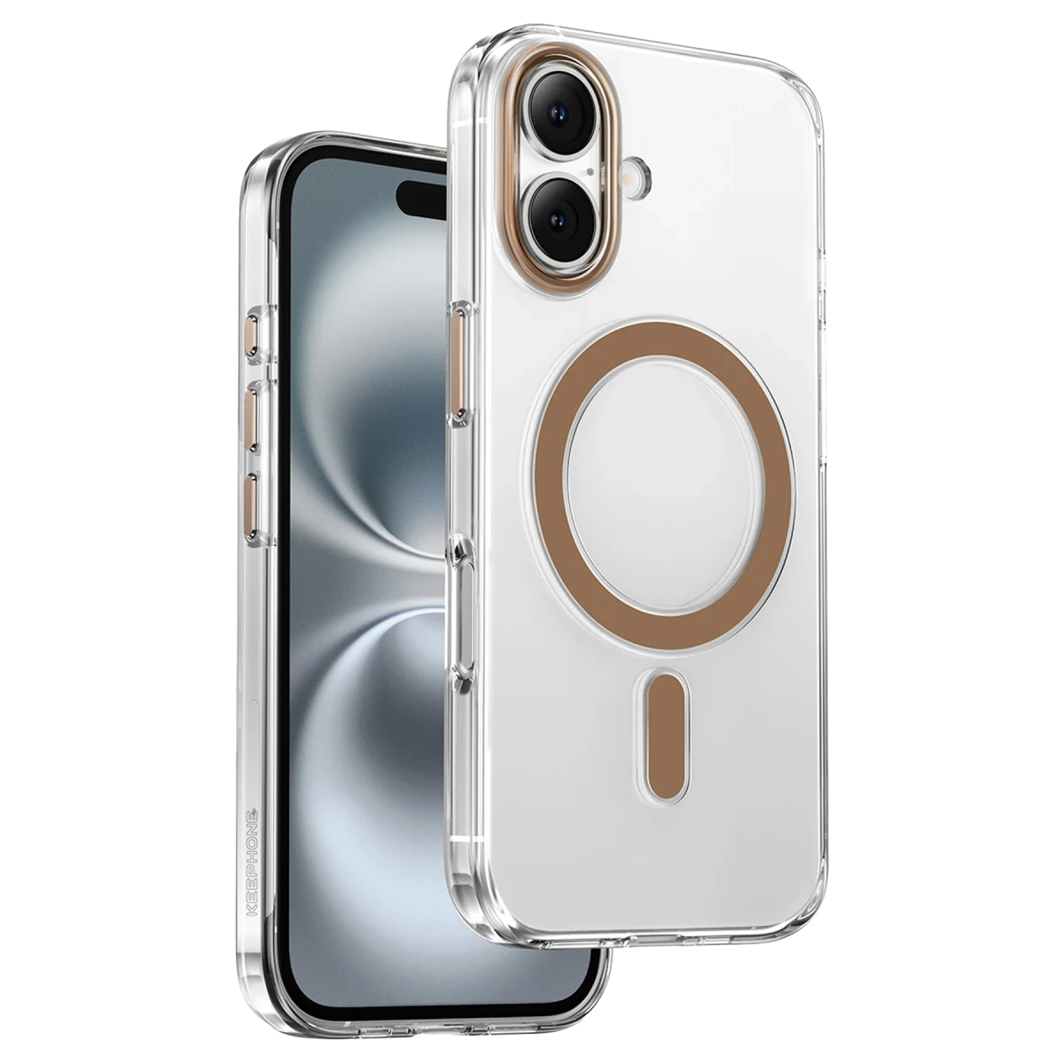 Keephone Apple iPhone 16 Aurora Şeffaf Magsafe Kılıf - Çöl Titanyum